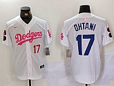 Men's Los Angeles Dodgers #17 Shohei Ohtani White Pink Vin & Kobe Patch Stitched Baseball Jerseys,baseball caps,new era cap wholesale,wholesale hats