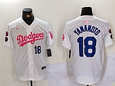 Men's Los Angeles Dodgers #18 Yoshinobu Yamamoto White Pink Vin & Kobe Patch Stitched Baseball Jersey,baseball caps,new era cap wholesale,wholesale hats