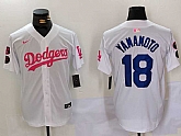 Men's Los Angeles Dodgers #18 Yoshinobu Yamamoto White Pink Vin & Kobe Patch Stitched Baseball Jersey1,baseball caps,new era cap wholesale,wholesale hats