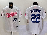 Men's Los Angeles Dodgers #22 Clayton Kershaw White Pink Vin & Kobe Patch Stitched Baseball Jersey 1,baseball caps,new era cap wholesale,wholesale hats