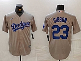 Men's Los Angeles Dodgers #23 Kirk Gibson Grey Cool Base Stitched Jersey,baseball caps,new era cap wholesale,wholesale hats