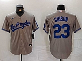 Men's Los Angeles Dodgers #23 Kirk Gibson Grey With los Cool Base Stitched Jersey,baseball caps,new era cap wholesale,wholesale hats