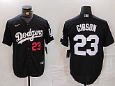 Men's Los Angeles Dodgers #23 Kirk Gibson Number Black Cool Base Stitched Jersey,baseball caps,new era cap wholesale,wholesale hats