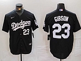 Men's Los Angeles Dodgers #23 Kirk Gibson Number Black Cool Base Stitched Jerseys,baseball caps,new era cap wholesale,wholesale hats