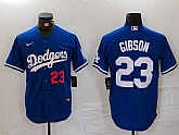 Men's Los Angeles Dodgers #23 Kirk Gibson Number Blue Cool Base Stitched Jersey,baseball caps,new era cap wholesale,wholesale hats