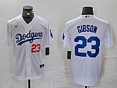 Men's Los Angeles Dodgers #23 Kirk Gibson Number White Cool Base Stitched Jersey,baseball caps,new era cap wholesale,wholesale hats