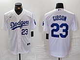 Men's Los Angeles Dodgers #23 Kirk Gibson Number White Cool Base Stitched Jerseys,baseball caps,new era cap wholesale,wholesale hats