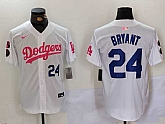 Men's Los Angeles Dodgers #24 Kobe Bryant White Pink Vin & Kobe Patch Stitched Baseball Jersey,baseball caps,new era cap wholesale,wholesale hats