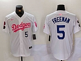 Men's Los Angeles Dodgers #5 Freddie Freeman White Pink Vin & Kobe Patch Stitched Baseball Jersey1,baseball caps,new era cap wholesale,wholesale hats