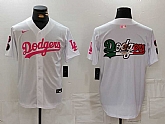 Men's Los Angeles Dodgers Team Big Logo White Pink Vin & Kobe Patch Stitched Baseball Jerseys,baseball caps,new era cap wholesale,wholesale hats