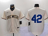 Men's Milwaukee Brewers #42 Jackie Robinson Cream Cool Base Stitched Jersey,baseball caps,new era cap wholesale,wholesale hats