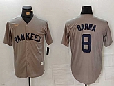 Men's New York Yankees #8 Barra Name Grey Stitched Nike Throwback Jersey,baseball caps,new era cap wholesale,wholesale hats