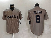 Men's New York Yankees #8 Yogi Berra Grey Throwback Stitched Cool Base Nike Jersey,baseball caps,new era cap wholesale,wholesale hats