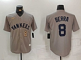 Men's New York Yankees #8 Yogi Berra Grey Throwback Stitched Cool Base Nike Jerseys,baseball caps,new era cap wholesale,wholesale hats