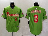 Men's Philadelphia Phillies #3 Bryce Harper Number Green With Patch Stitched Cool Base Nike Jersey,baseball caps,new era cap wholesale,wholesale hats