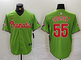 Men's Philadelphia Phillies #55 Ranger Suarez Green With Patch Stitched Cool Base Nike Jersey,baseball caps,new era cap wholesale,wholesale hats