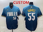 Men's Philadelphia Phillies Custom Blue 2024 City Player Number Cool Base Jersey,baseball caps,new era cap wholesale,wholesale hats