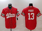 Men's San Francisco 49ers #13 Brock Purdy Red Mexico Cool Base Stitched Baseball Jersey,baseball caps,new era cap wholesale,wholesale hats