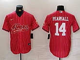 Men's San Francisco 49ers #14 Ricky Pearsall Red Pinstripe With Patch Cool Base Stitched Baseball Jersey,baseball caps,new era cap wholesale,wholesale hats