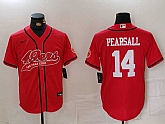 Men's San Francisco 49ers #14 Ricky Pearsall Red With Patch Cool Base Stitched Baseball Jersey,baseball caps,new era cap wholesale,wholesale hats