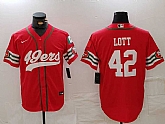 Men's San Francisco 49ers #42 Ronnie Lott Red Mexico Cool Base Stitched Baseball Jersey,baseball caps,new era cap wholesale,wholesale hats