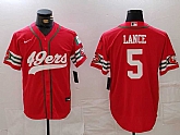 Men's San Francisco 49ers #5 Trey Lance Red Mexico Cool Base Stitched Baseball Jersey,baseball caps,new era cap wholesale,wholesale hats