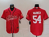 Men's San Francisco 49ers #54 Fred Warner Red With Patch Cool Base Stitched Baseball Jersey,baseball caps,new era cap wholesale,wholesale hats