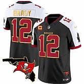 Men's Tampa Bay Buccaneers #12 Tom Brady Black White With Florida Patch Gold Trim Vapor Stitched Jersey Dyin,baseball caps,new era cap wholesale,wholesale hats