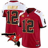 Men's Tampa Bay Buccaneers #12 Tom Brady Red White With Florida Patch Gold Trim Vapor Stitched Jersey Dyin,baseball caps,new era cap wholesale,wholesale hats