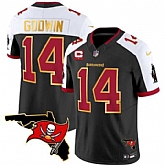 Men's Tampa Bay Buccaneers #14 Chris Godwin Black White With Florida Patch Gold Trim Vapor Stitched Jersey Dyin,baseball caps,new era cap wholesale,wholesale hats