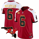 Men's Tampa Bay Buccaneers #6 Baker Mayfield Red White With Florida Patch Gold Trim Vapor Stitched Jersey Dyin,baseball caps,new era cap wholesale,wholesale hats