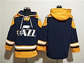 Men's Utah Jazz Blank Navy Yellow Lace-Up Pullover Hoodie,baseball caps,new era cap wholesale,wholesale hats