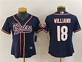 Women's Chicago Bears #18 Caleb Williams Navy With Patch Cool Base Stitched Baseball Jersey(Run Small),baseball caps,new era cap wholesale,wholesale hats