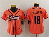 Women's Chicago Bears #18 Caleb Williams Orange With Patch Cool Base Stitched Baseball Jersey(Run Small),baseball caps,new era cap wholesale,wholesale hats