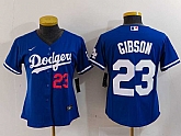 Women's Los Angeles Dodgers #23 Kirk Gibson Number Blue Cool Base Stitched Jersey,baseball caps,new era cap wholesale,wholesale hats