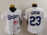 Women's Los Angeles Dodgers #23 Kirk Gibson Number White Cool Base Stitched Jersey,baseball caps,new era cap wholesale,wholesale hats