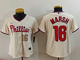 Women's Philadelphia Phillies #16 Brandon Marsh Cream Stitched Cool Base Jerseys,baseball caps,new era cap wholesale,wholesale hats