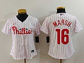 Women's Philadelphia Phillies #16 Brandon Marsh White Pinstripe Stitched Cool Base Jersey,baseball caps,new era cap wholesale,wholesale hats