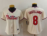 Women's Philadelphia Phillies #8 Nick Castellanos Cream Cool Base Jersey,baseball caps,new era cap wholesale,wholesale hats