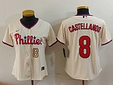 Women's Philadelphia Phillies #8 Nick Castellanos Cream Cool Base Jerseys,baseball caps,new era cap wholesale,wholesale hats