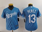 Youth Kansas City Royals #13 Salvador Perez Light Blue Cool Base Stitched Jersey,baseball caps,new era cap wholesale,wholesale hats