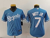 Youth Kansas City Royals #7 Bobby Witt Jr Light Blue Cool Base Stitched Jersey,baseball caps,new era cap wholesale,wholesale hats