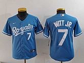 Youth Kansas City Royals #7 Bobby Witt Jr Number Light Blue Cool Base Stitched Jersey,baseball caps,new era cap wholesale,wholesale hats