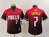 Youth Philadelphia Phillies #7 Trea Turner Number Red 2024 City Connect Limited Jersey,baseball caps,new era cap wholesale,wholesale hats