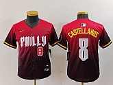 Youth Philadelphia Phillies #8 Nick Castellanos Red Red 2024 City Connect Limited Jerseys,baseball caps,new era cap wholesale,wholesale hats