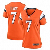 Women's Denver Broncos #7 John Elway Orange Retired Player Game Jersey Dzhi,baseball caps,new era cap wholesale,wholesale hats