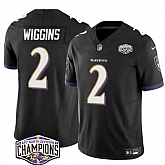 Men's Baltimore Ravens #2 Nate Wiggins Black F.U.S.E 2024 AFC North Division Champions Vapor Limited Jersey,baseball caps,new era cap wholesale,wholesale hats