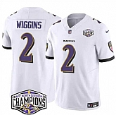 Men's Baltimore Ravens #2 Nate Wiggins White F.U.S.E 2024 AFC North Division Champions Vapor Limited Jersey,baseball caps,new era cap wholesale,wholesale hats