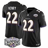 Men's Baltimore Ravens #22 Derrick Henry Black F.U.S.E 2024 AFC North Division Champions Vapor Limited Jersey,baseball caps,new era cap wholesale,wholesale hats