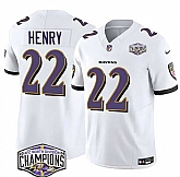 Men's Baltimore Ravens #22 Derrick Henry White F.U.S.E 2024 AFC North Division Champions Vapor Limited Jersey,baseball caps,new era cap wholesale,wholesale hats